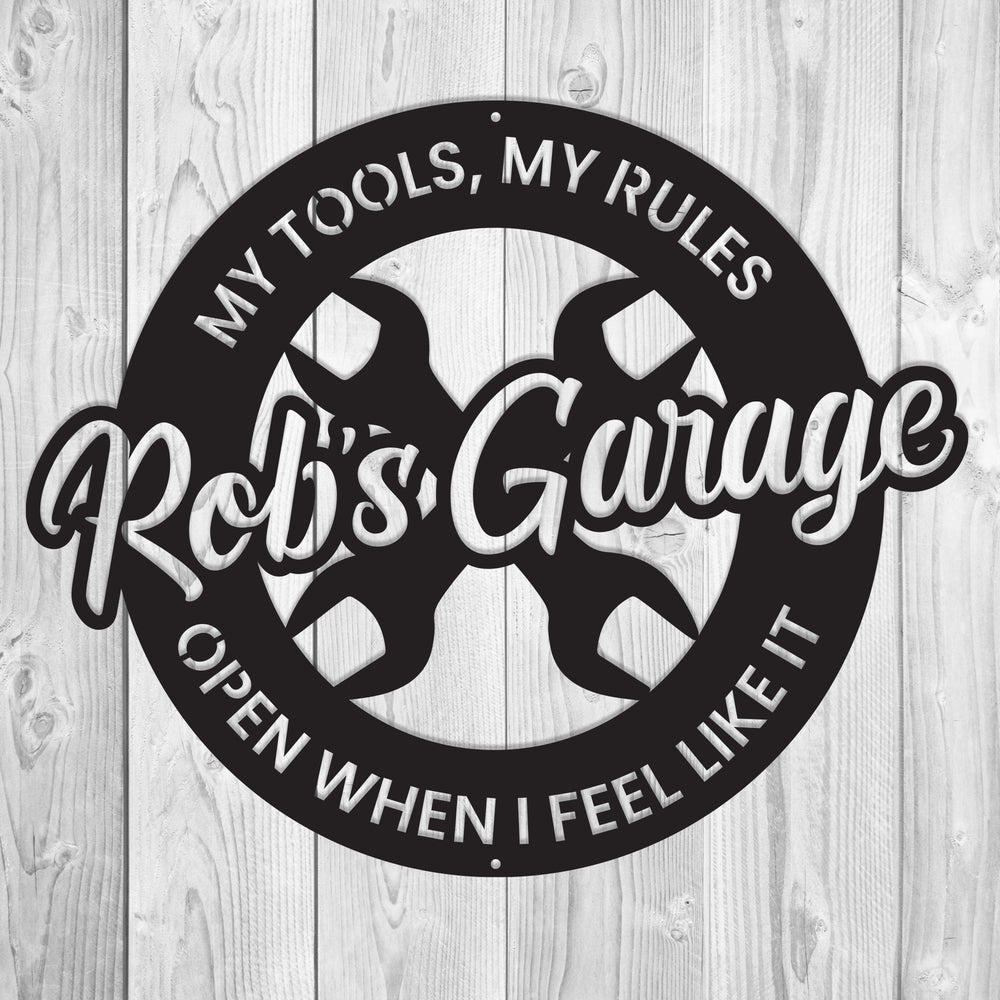 Garage Metal Wall Art Sign With Personalization