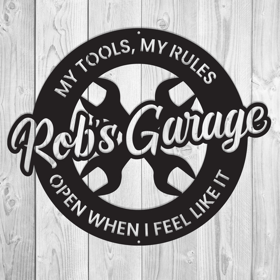 Garage Metal Wall Art Sign With Personalization