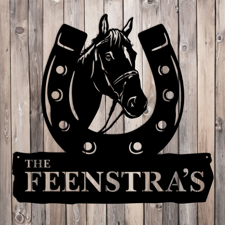Custom Horse Shoe Metal Wall Art Monogram Sign
