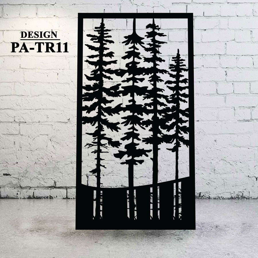 Metal Panel Privacy Screen for Deck | Pine Tree Backyard Gate | TR11