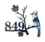 Blue Jay Metal House Sign | Customizable House Number Sign | Metal Bird Artwork | Welded Blue Jay
