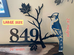 Blue Jay Metal House Sign | Customizable House Number Sign | Metal Bird Artwork | Welded Blue Jay