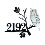 Owl House Number Sign | Customizable House Number | Snowy Owl Metal Art | Metal Sign