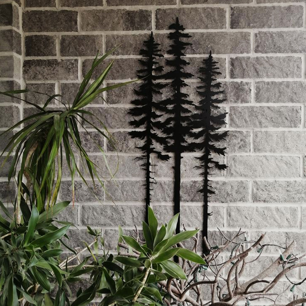 Three Metal Wall Art Pine Trees