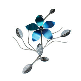Metal Flower Art On A Single Vine | Wall Décor