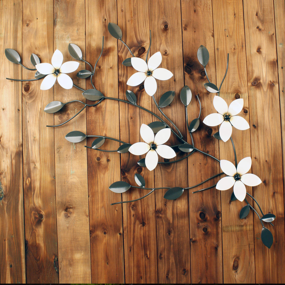 Large 5 Flower Vine Metal Wall Art Decor / Décor With Interchangeable