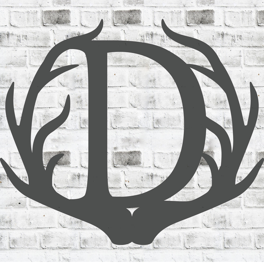 Personalized Initial Antler Sign Metal Art
