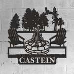 Personalized Campfire/Firepit Family Name Sign / Metal Wall Art Decor / Monogram Name Camping Sign / Home Decor / Personalized Outdoor Decor