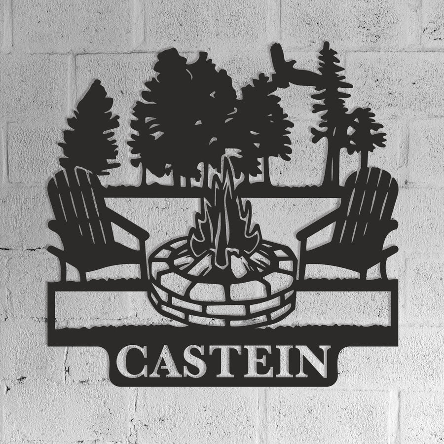Personalized Campfire/Firepit Family Name Sign / Metal Wall Art Decor / Monogram Name Camping Sign / Home Decor / Personalized Outdoor Decor