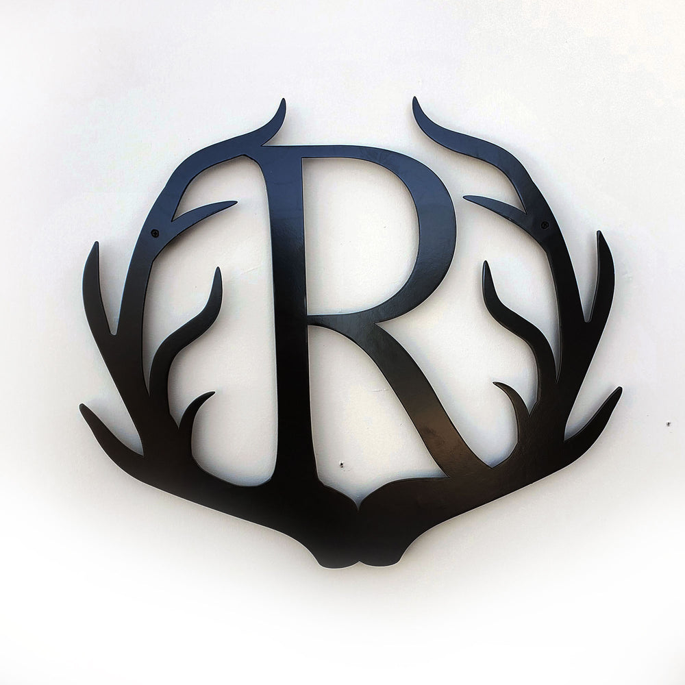 Personalized Initial Antler Sign Metal Art