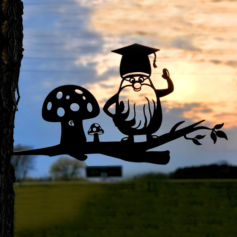 Steel Branch Gnomes Metal Art Yard Decor Collection - Brainy G