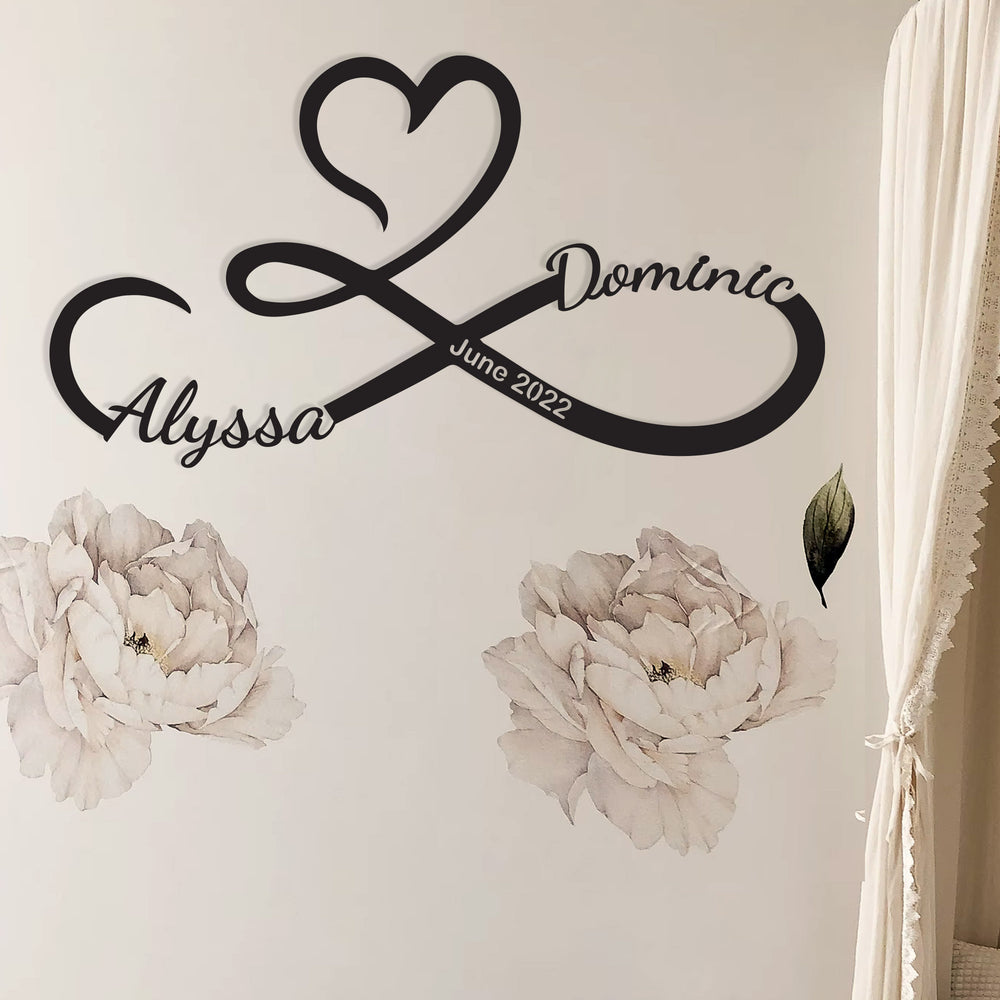 Infinity Symbol with heart metal sign, Personalized wedding gift idea