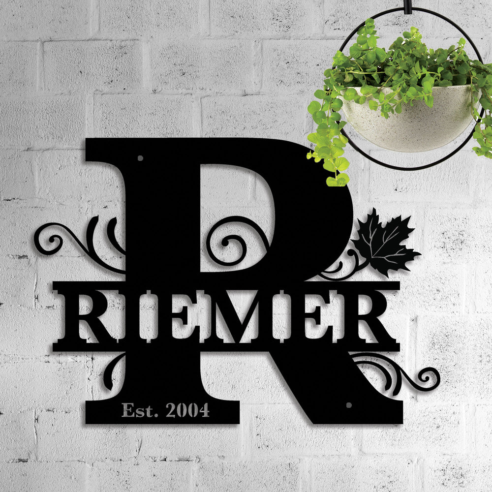 Personalized Split Letter Monogram Signs Family Last Name Metal Wall Art Décor