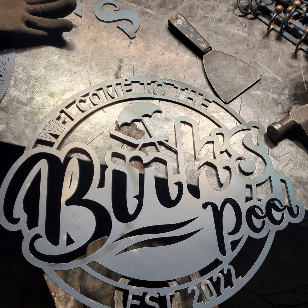 Personalized Pool Bar & Lounge Sign Metal Wall Art