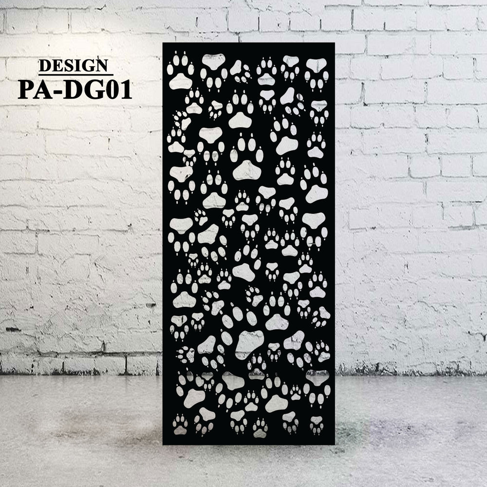 Metal Panel Privacy Screen for Deck | Backyard Gate with Dog Paw Design | DG01