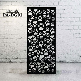 Metal Panel Privacy Screen for Deck | Backyard Gate with Dog Paw Design | DG01