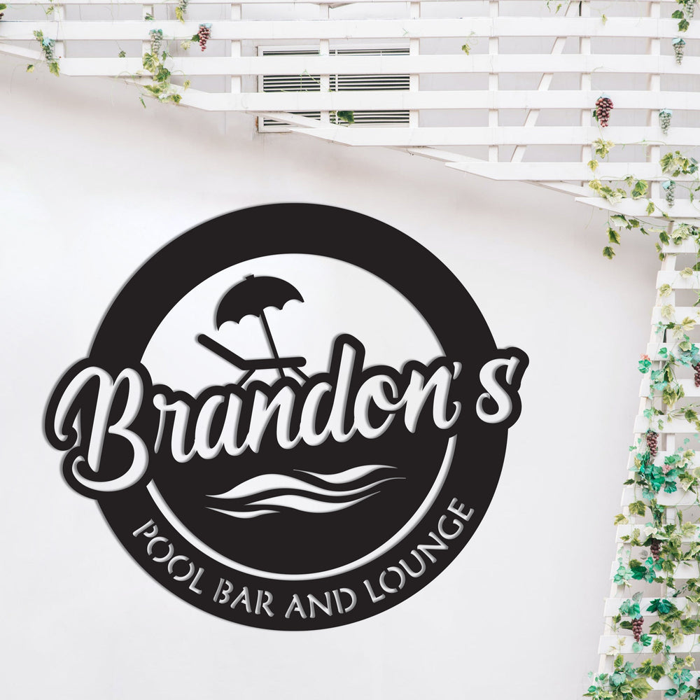 Personalized Pool Bar & Lounge Sign Metal Wall Art