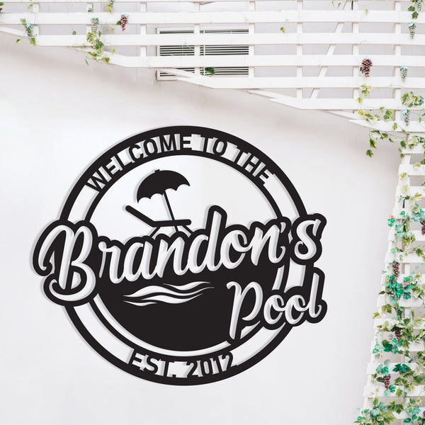 Personalized Pool Sign Metal Wall Art