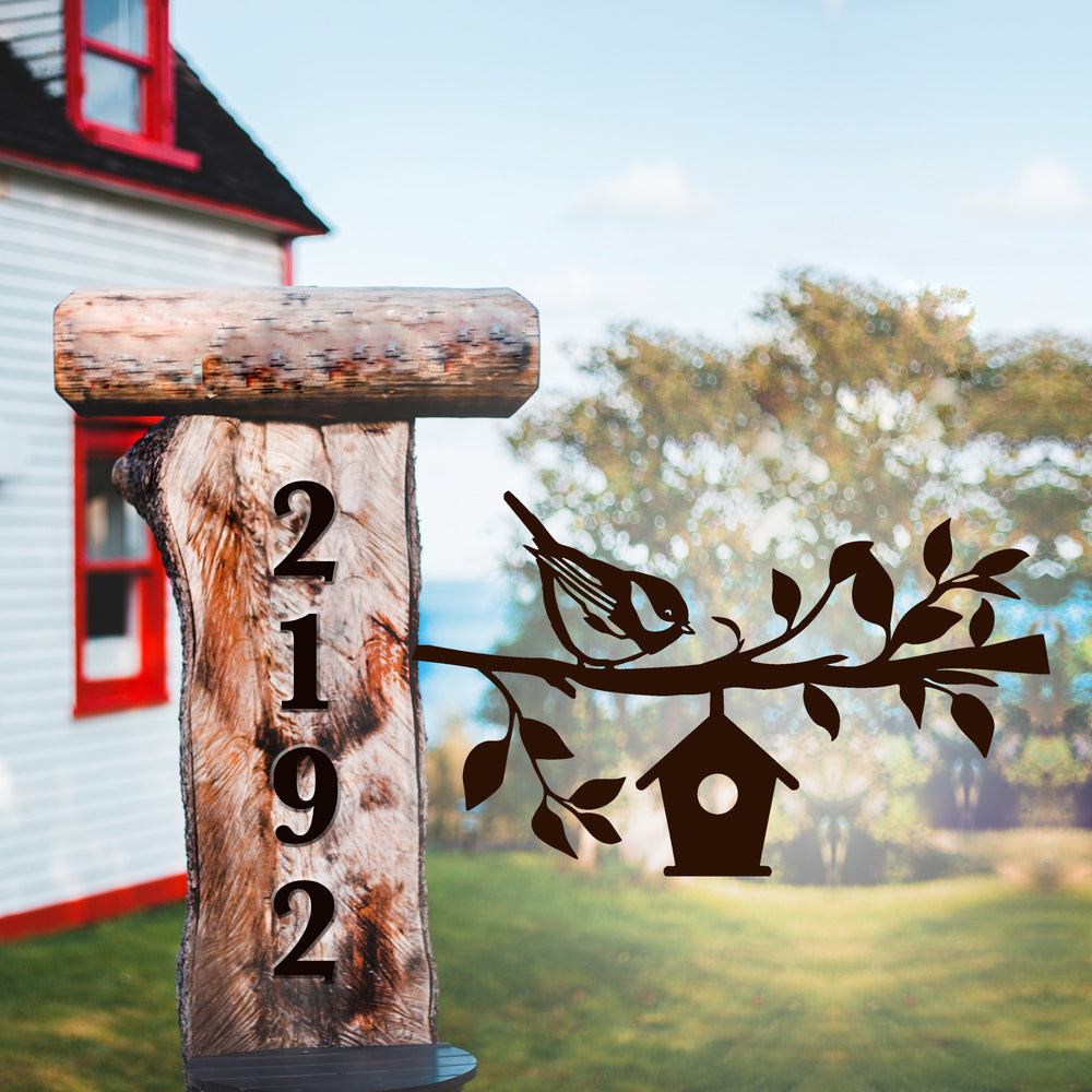 Sparrow Metal Bird With House Outdoor Décor | Practical Art