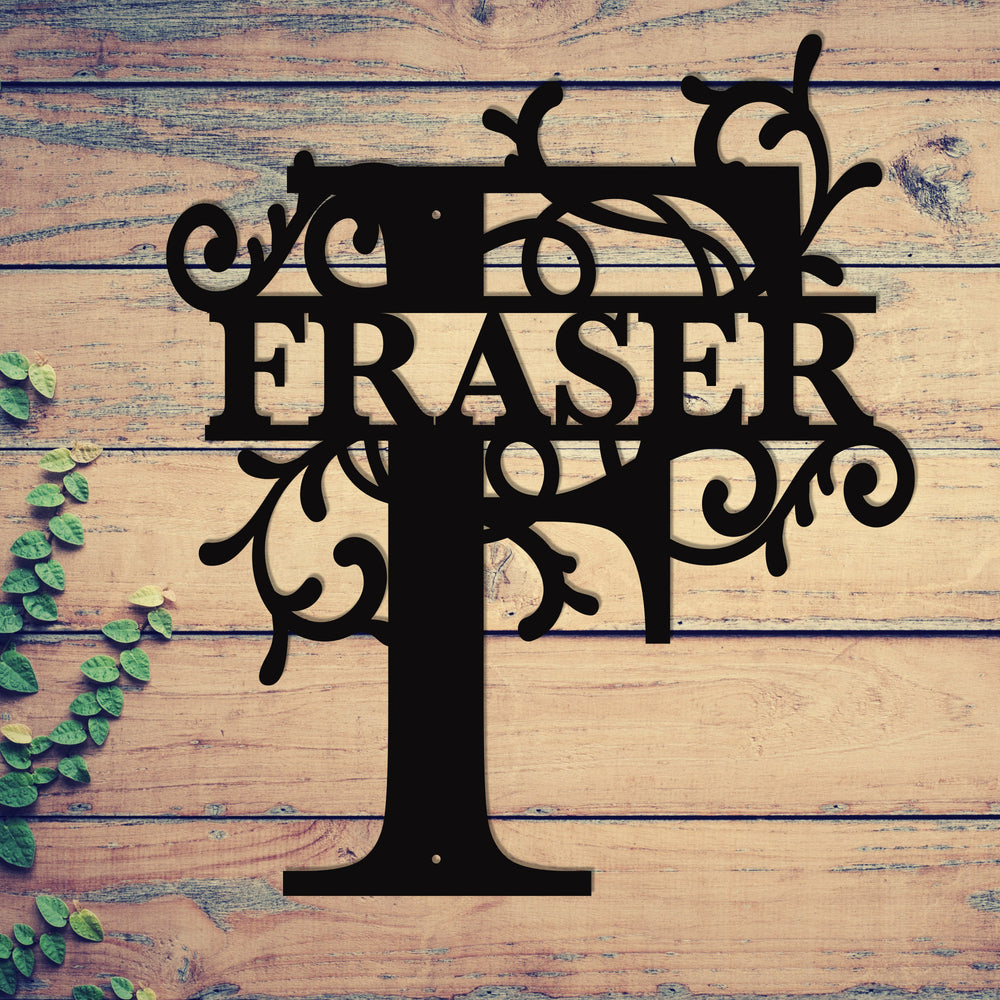 "F" Personalized Split Letter Monogram - Family Name Metal Wall Art