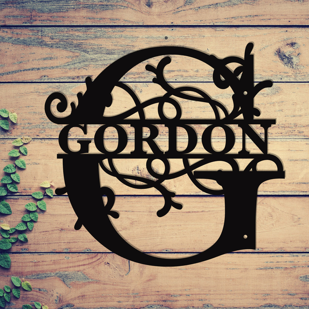 "G" Personalized Split Letter Monogram - Family Name Metal Wall Art