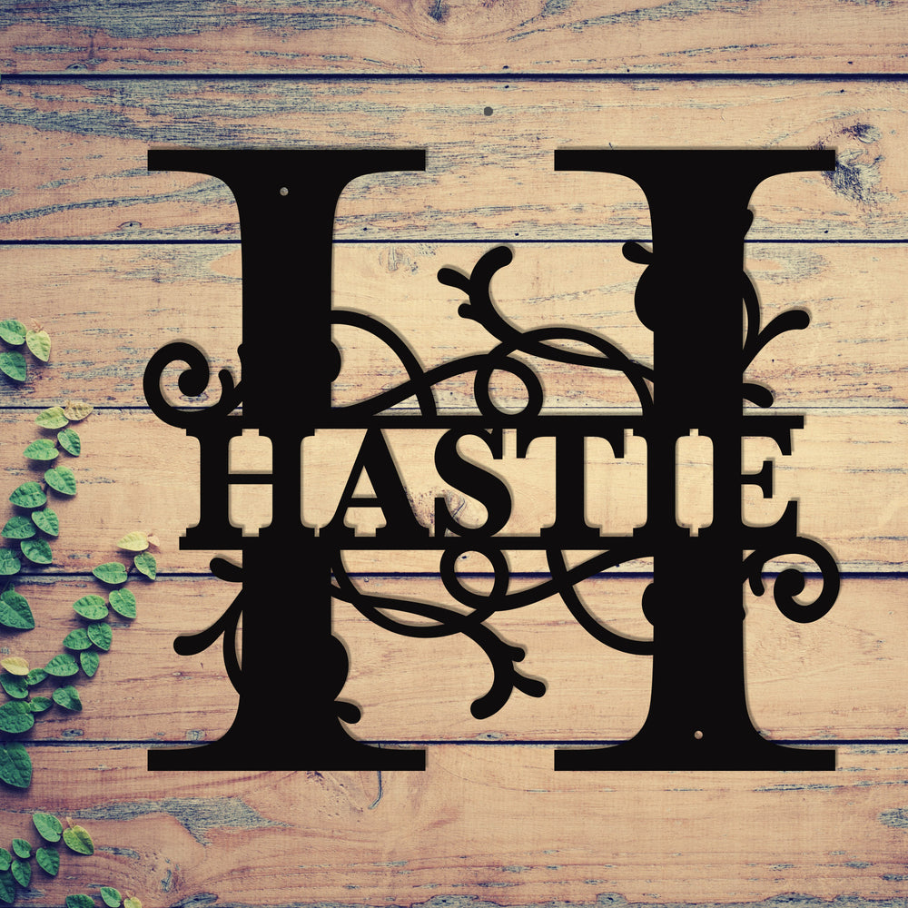 "H" Personalized Split Letter Monogram - Family Name Metal Wall Art