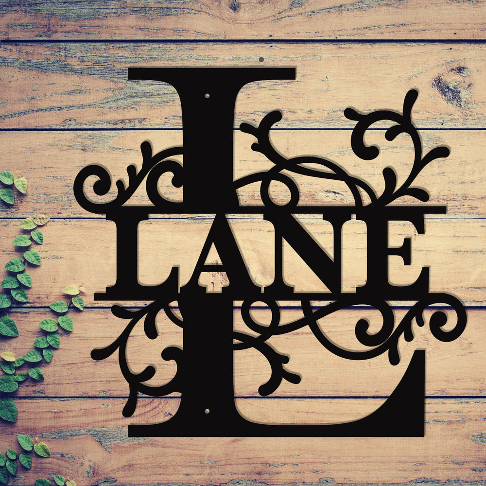 "L" Personalized Split Letter Monogram - Family Name Metal Wall Art
