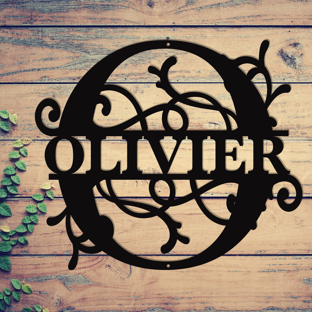 "O" Personalized Split Letter Monogram - Family Name Metal Wall Art