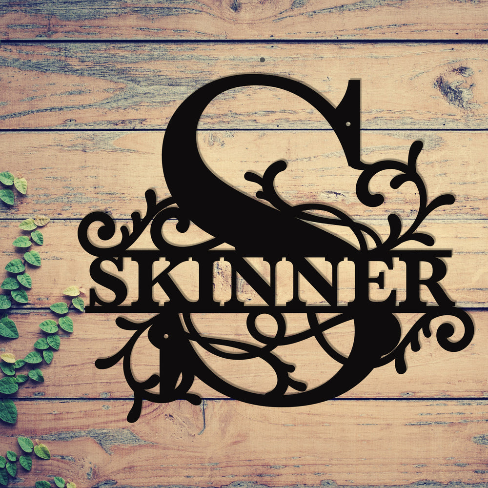"S" Personalized Split Letter Monogram - Family Name Metal Wall Art