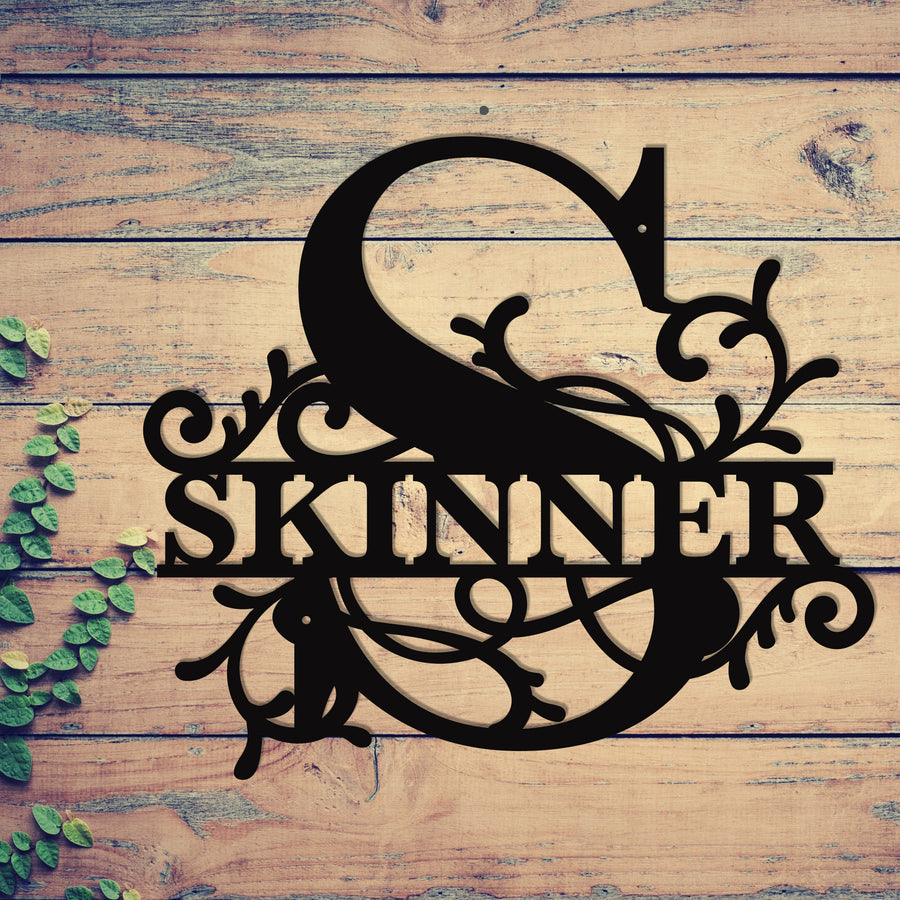 "S" Personalized Split Letter Monogram - Family Name Metal Wall Art