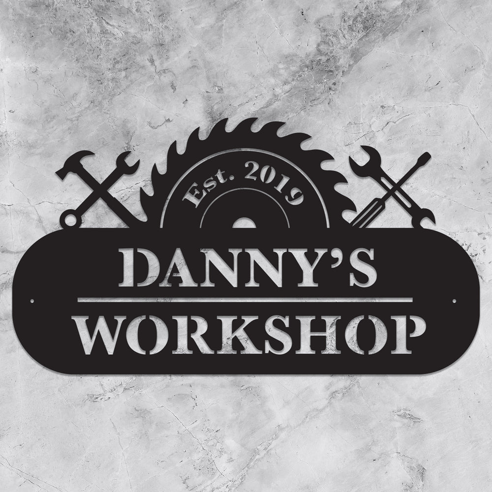 Personalized Workshop Sign Metal Art