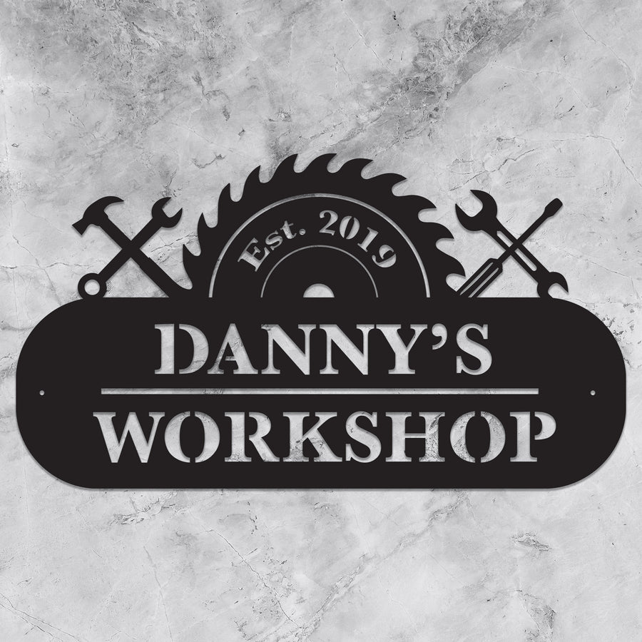 Personalized Workshop Sign Metal Art