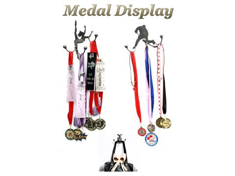 Runner Metal Wall Art Male Silhouette Award Holder Hooks: Running Coach Gift + Runners Medal Display Award Holders Made By Practical Art