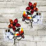 Metal Art Hummingbird Flower Solar Light Wall Decor Set