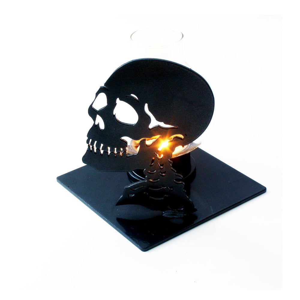 Skull Candle Holder: Candle Holders With Metal Art Skull Goth Decor!!!