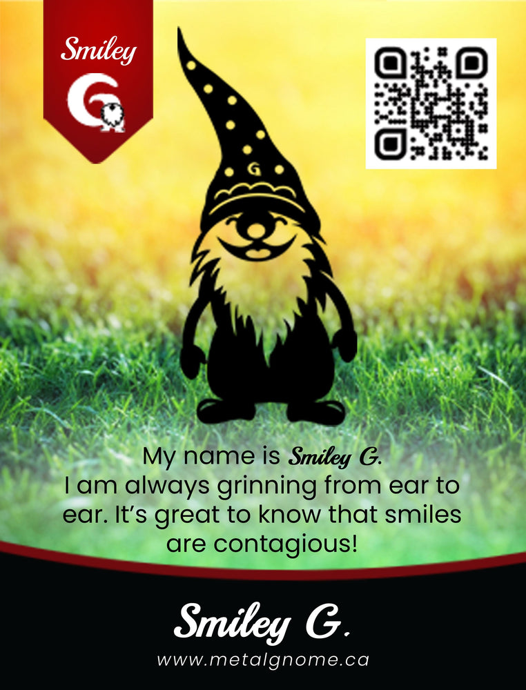 Gnome on Branch Smiley G - Metal Gnomes Collection