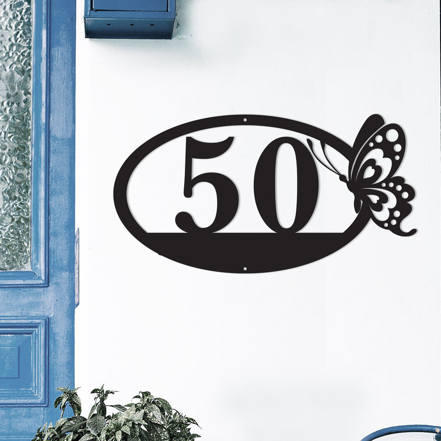 Metal Butterfly Address Sign, House Number , Address Plaque