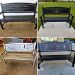 Memorial Bench with a very custom back plate