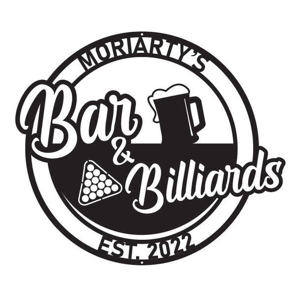 Bar and BiIliards Circular Metal  Sign Wall Art Décor - Made In Canada