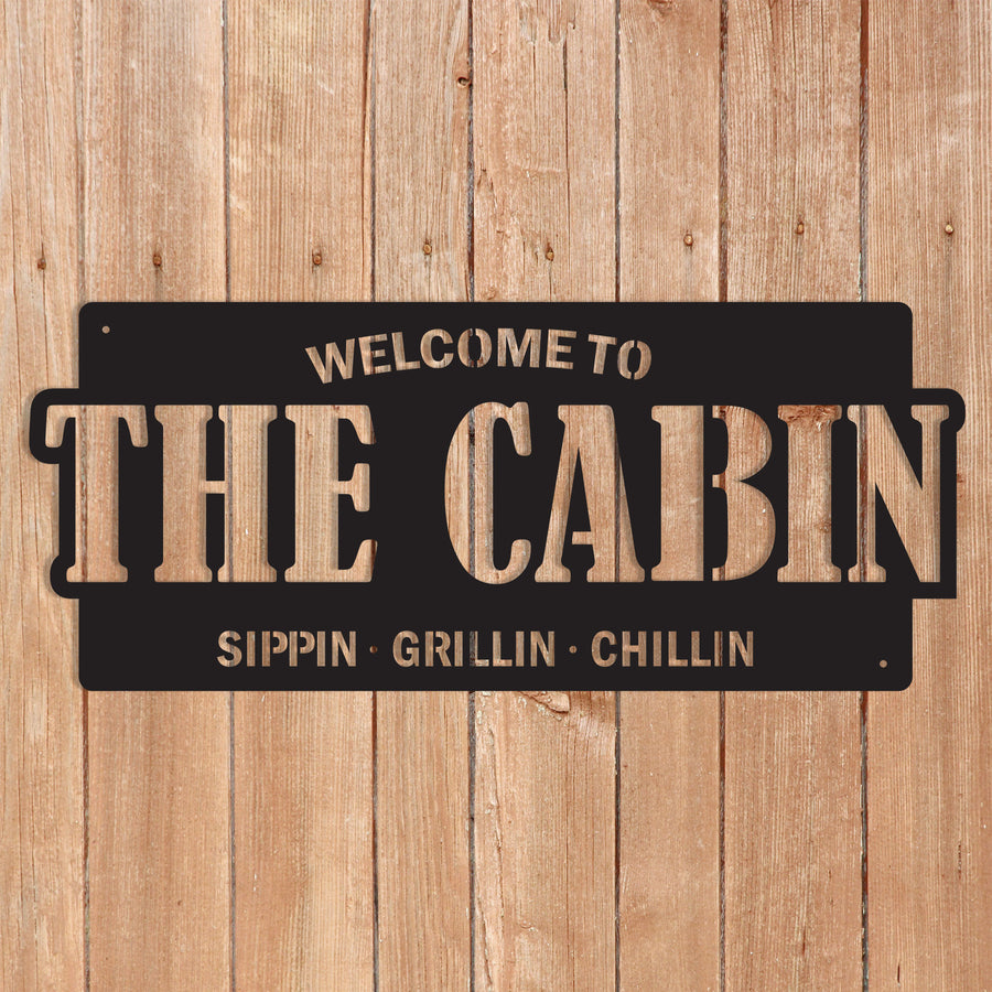 Personalized Cabin Metal Sign | Outdoor Home Décor