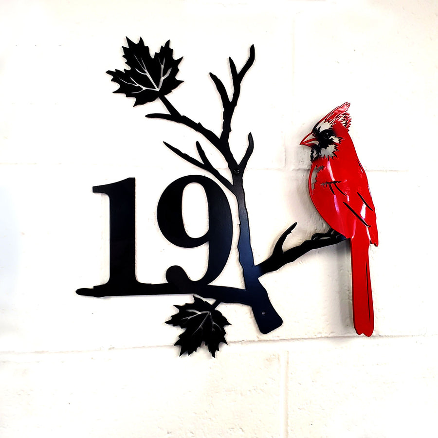 Red Cardinal Custom Metal Address Sign