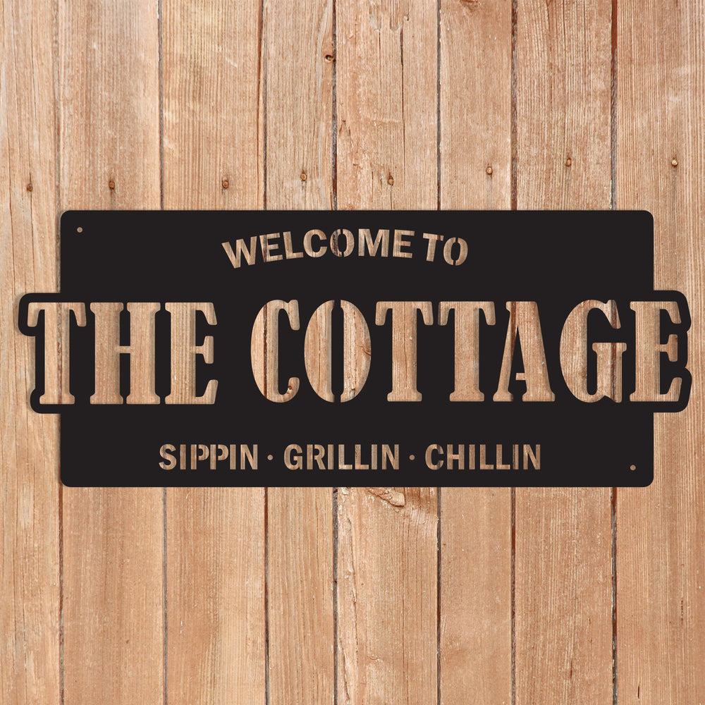 Personalized Cottage Metal Sign | Outdoor Home Décor