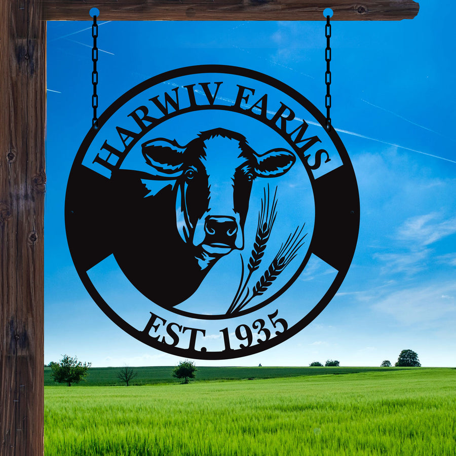 Personalized Farm Dairy Cow Sign - Custom metal Art