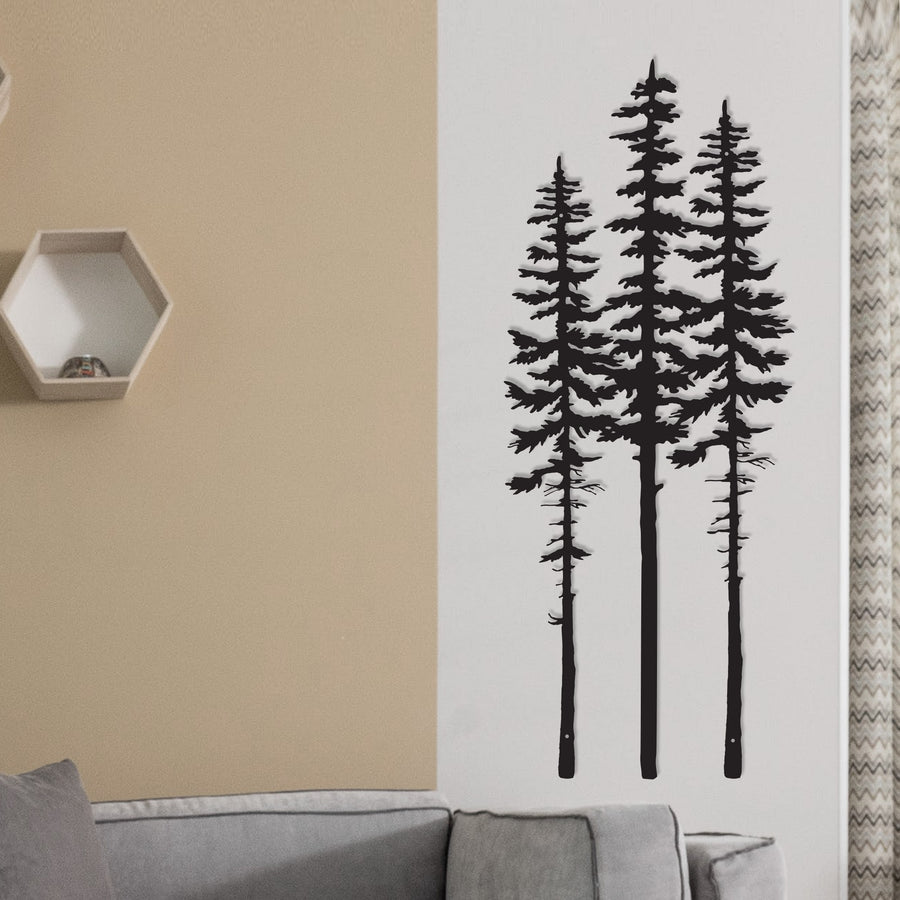 Three Metal Wall Art Pine Trees