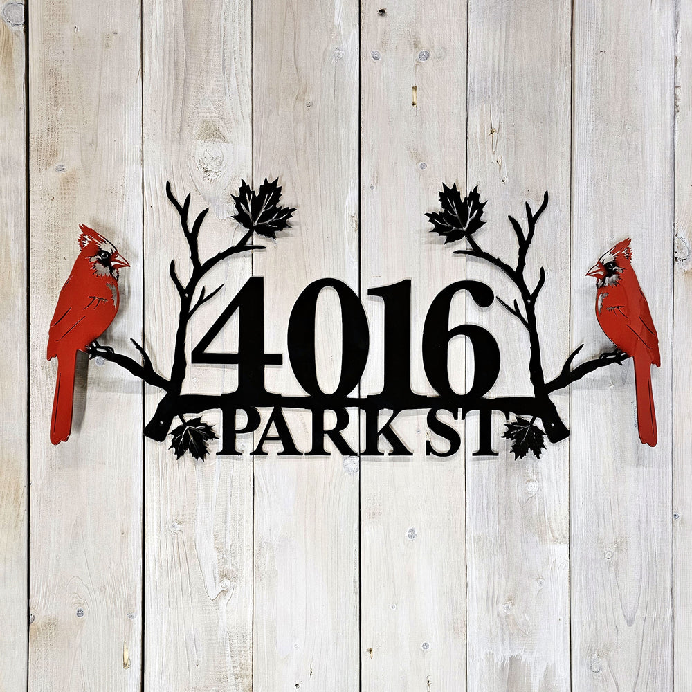 2 Cardinals Custom Metal Address Sign