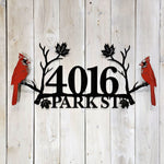 2 Cardinals Custom Metal Address Sign