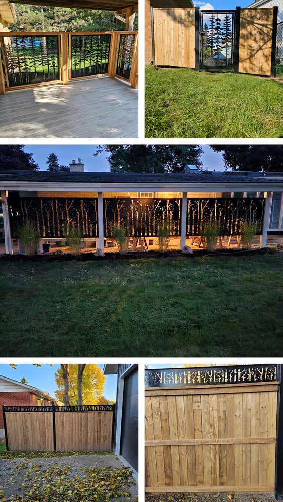 Decorative Metal Outdoor Garden Privacy Screen Yard Art Panel - Hummingbird Birch Tree