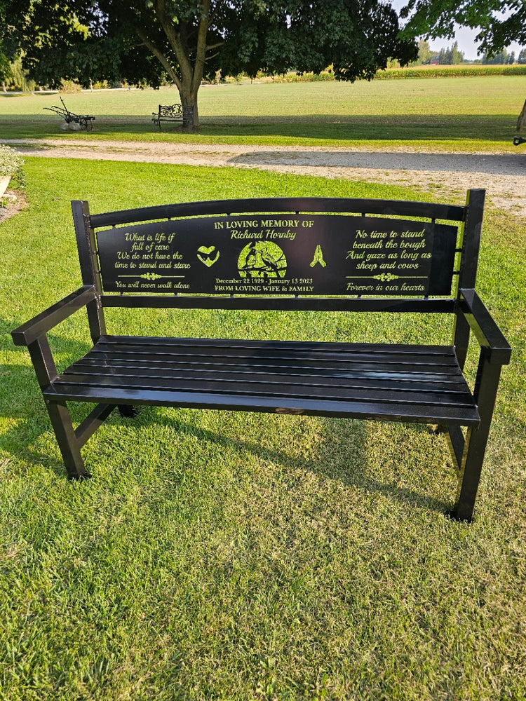 Memorial Bench with a very custom back plate