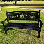 Memorial Bench with a very custom back plate