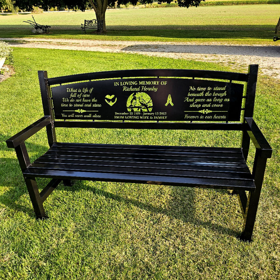 Memorial Bench with a very custom back plate